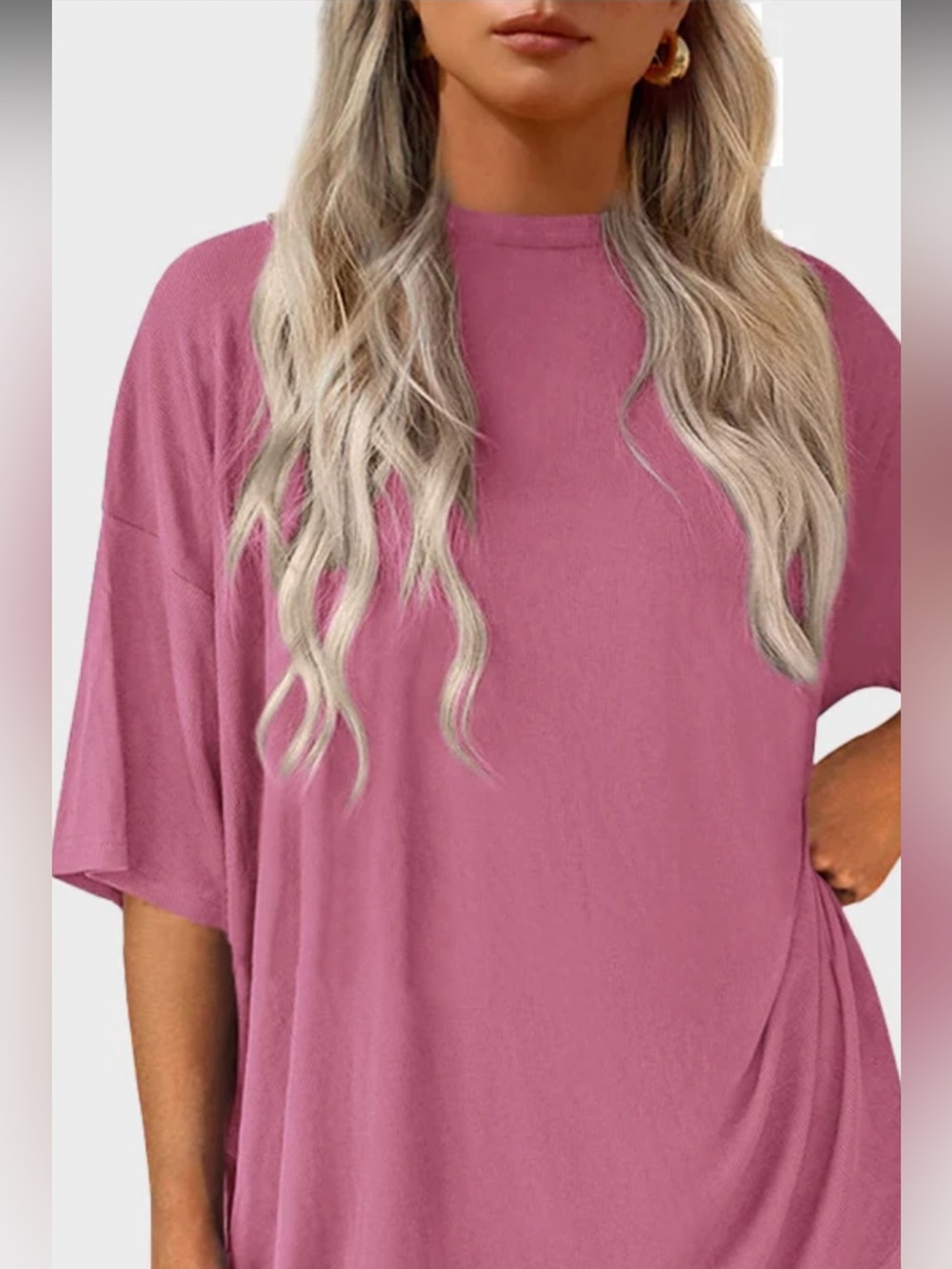 SheCurve Casual Oversized 2-Piece Lounge Set Dusty Rose Pink Size M